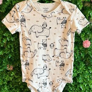 Carter’s Baby Bodysuit | 24M Neutral Animal Friends Print